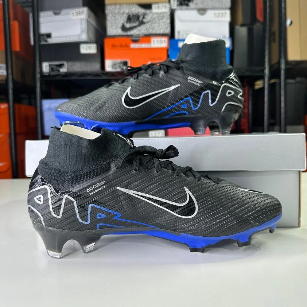 Nike Zoom Superfly 9 Elite FG Black Blue DJ4977-040 Men's 7/Women 8.5 Cleats NEW